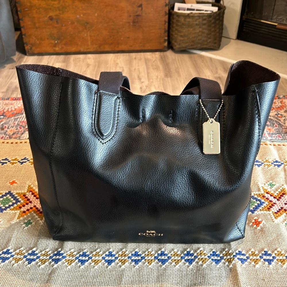Coach Soft Pebble Leather Derby Tote F58660 Black